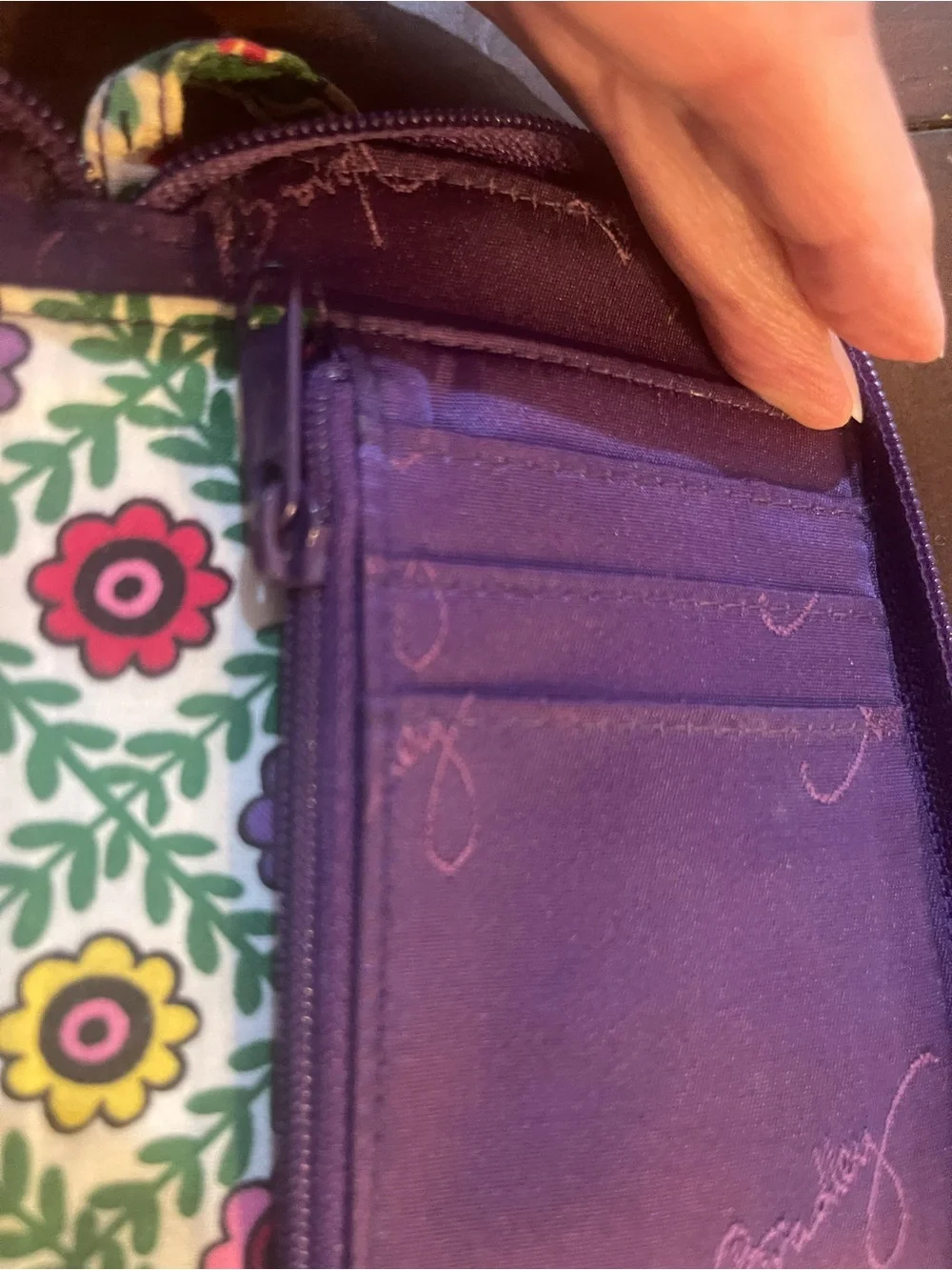 Vera Bradley Purple Floral Wristlet Wallet - Picture 6 of 9